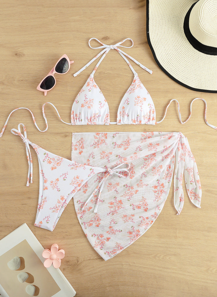 Women's Triangle Bikini Set with Elegant Wrap Skirt Mune Fashion