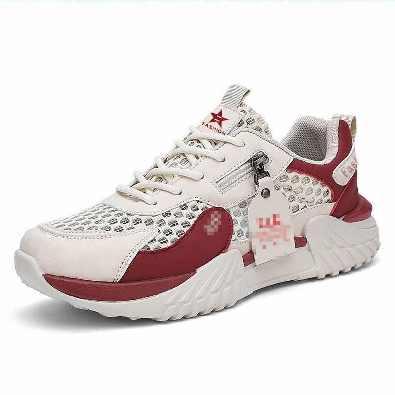 Men's Mesh-Chunky-Sneaker with Side Zipper and Cushioning Profile Sole Mune Fashion