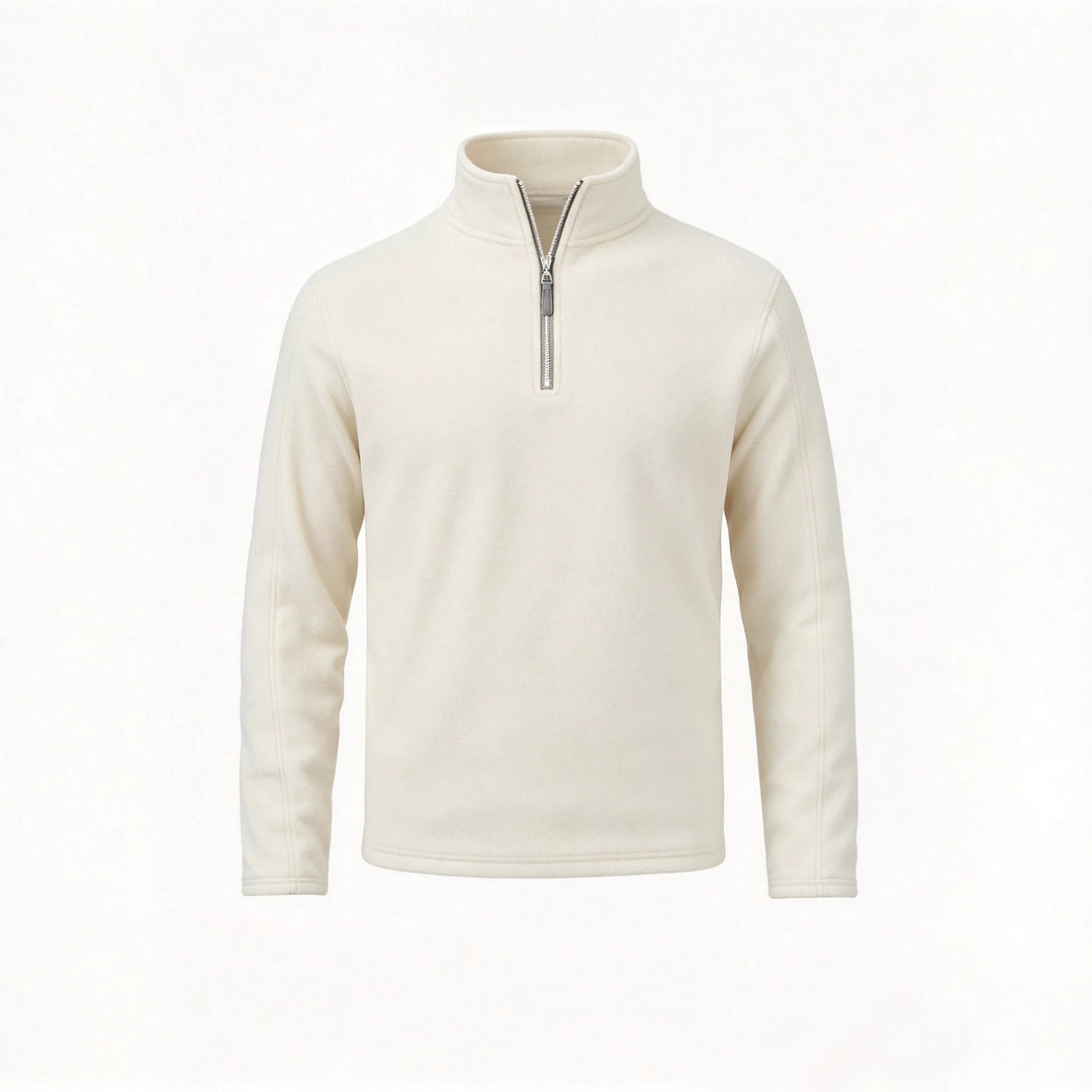 Men's fleece pullover with half zip and stand-up collar Mune Fashion