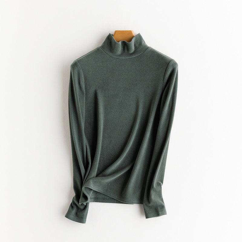 Ladies Fine Long Sleeve Shirt with Stand-up Collar made of Stretch Jersey, Body-hugging Silhouette Mune Fashion