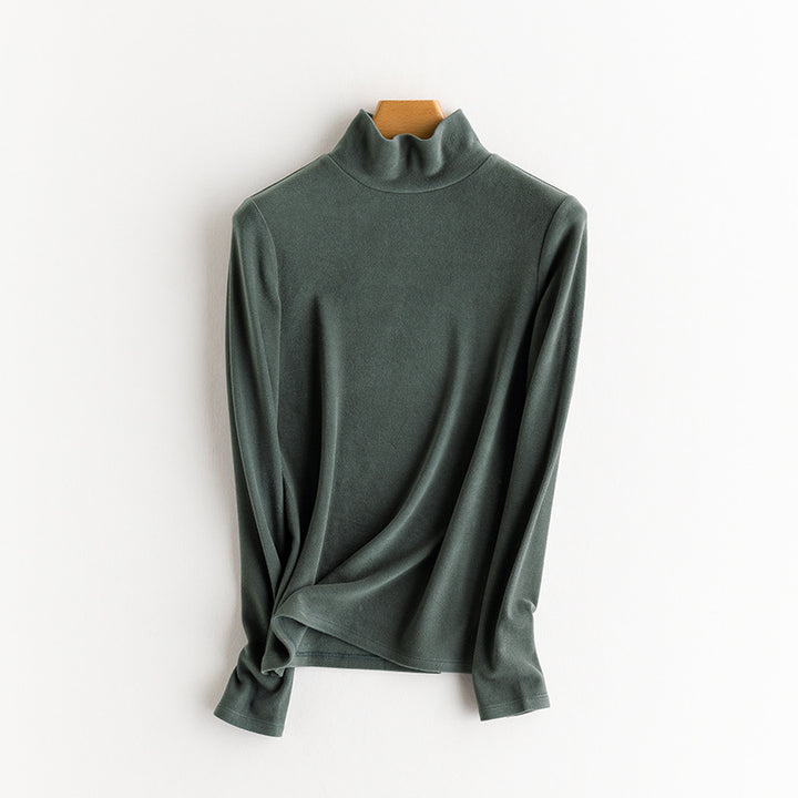 Ladies Fine Long Sleeve Shirt with Stand-up Collar made of Stretch Jersey, Body-hugging Silhouette Mune Fashion