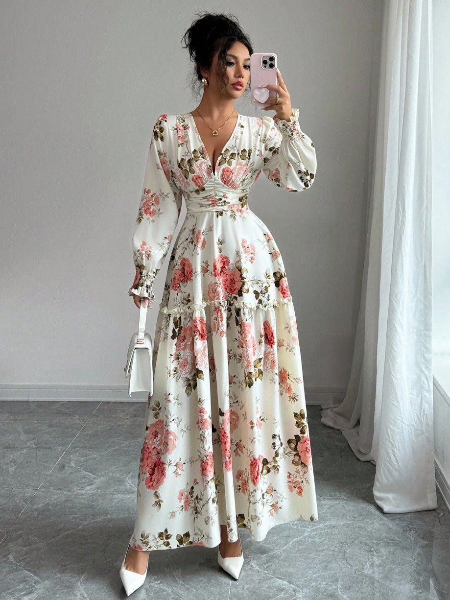 Women's Maxi Dress with Floral Details Mune Fashion
