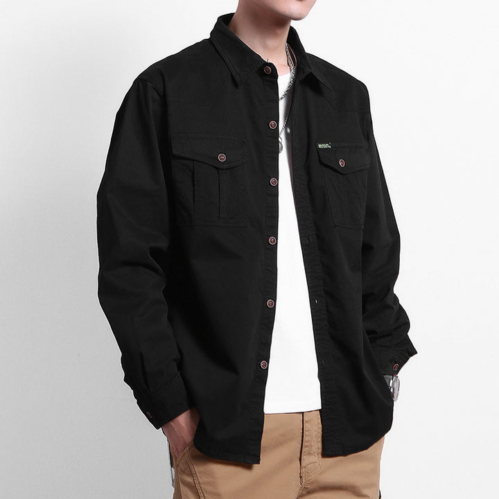 Men's Loose Utility Shirt with Flap Pockets and Workwear Details Mune Fashion