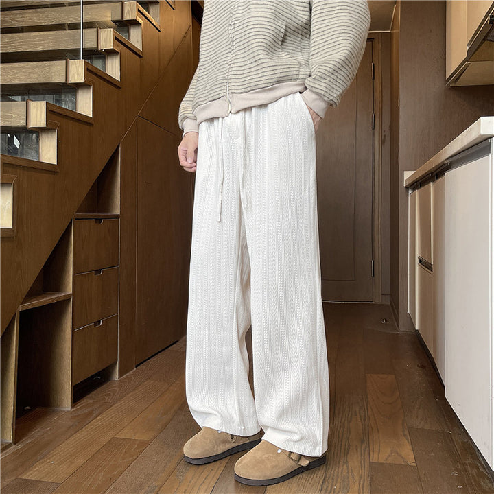Men's Wide-Cut Knitted Pants in Cable Knit Lounge Style Mune Fashion
