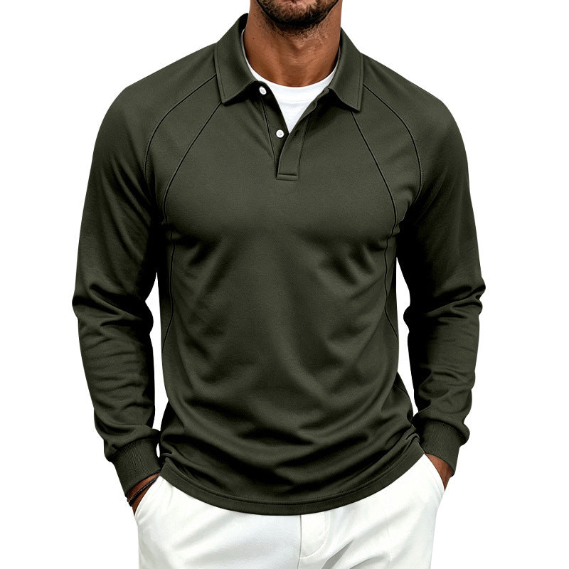 Men's polo sweatshirt with raglan sleeves, half-button placket, and ribbed cuffs Mune Fashion