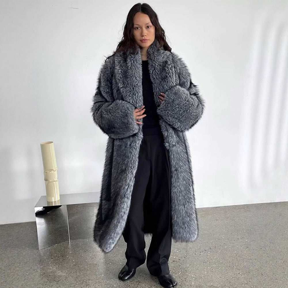 Women Oversize longer Faux Fur Coat with voluminous sleeves Mune Fashion