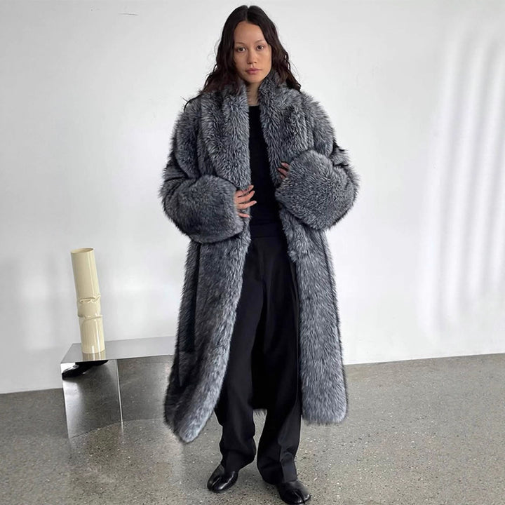 Women Oversize longer Faux Fur Coat with voluminous sleeves Mune Fashion