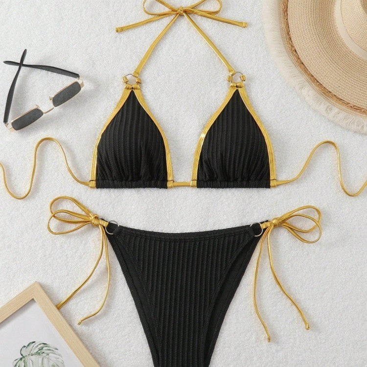 Women’s bikini set with glossy accents and adjustable ties Mune Fashion