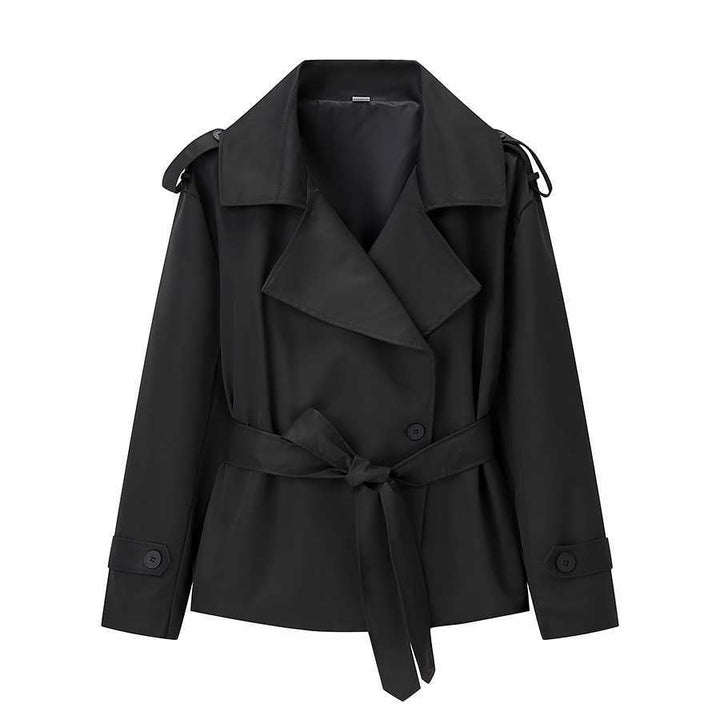 Women's Lightly Tailored Trench Coat with Belt, Epaulettes and Satin Lining Mune Fashion