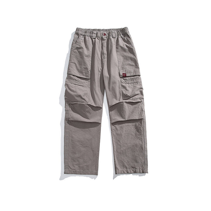 Men's Loose Cargo Pants with Elastic Waistband, Multifunction Pockets, and Straight Leg Mune Fashion