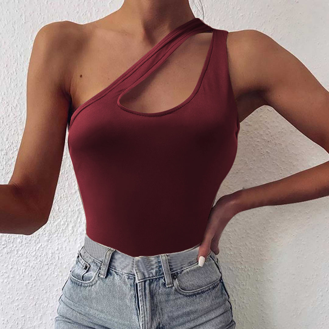 Women's asymmetrical bodysuit with trendy cut-out Mune Fashion