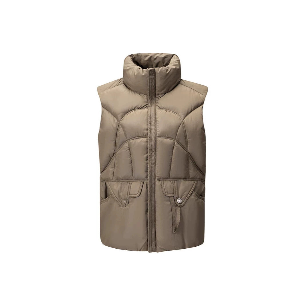 Women's modern-style quilted thermal vest with ergonomic body quilting and high stand-up collar Mune Fashion