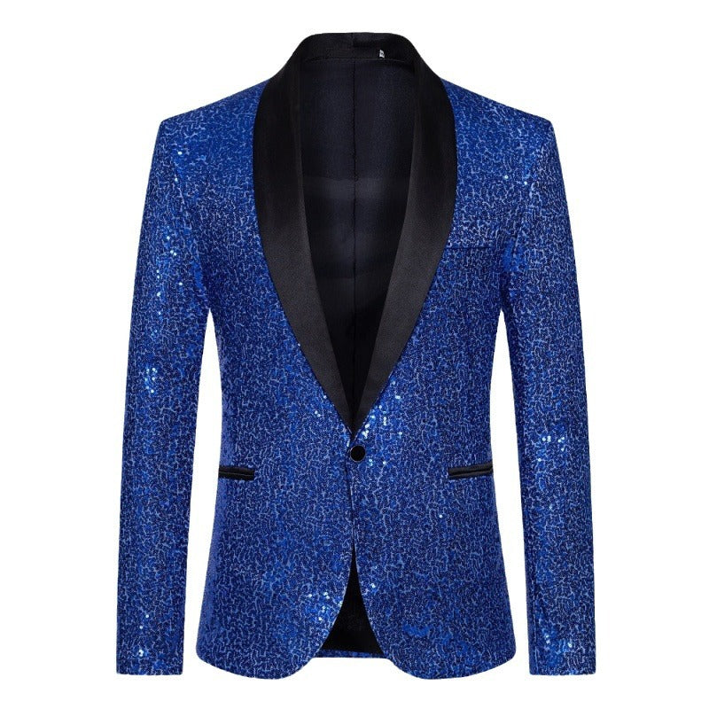 Mune Fashion Men's Sequin Blazer with Shawl Collar