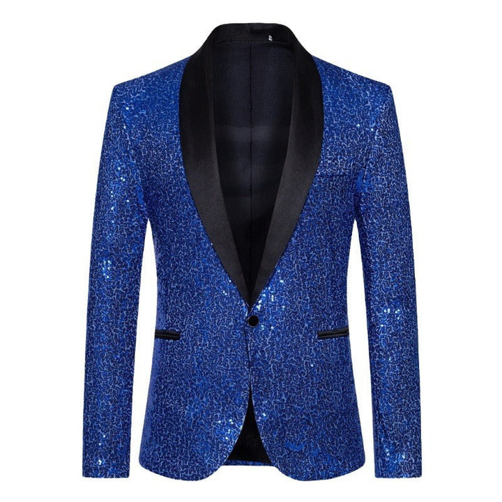 Mune Fashion Men's Sequin Blazer with Shawl Collar