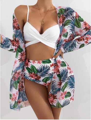 Women's Two-Piece Bikini Set with Floral Wrap Mune Fashion