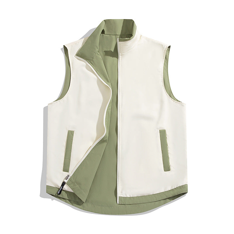 Unisex Reversible Padded Vest with High Collar, Windproof Outer Layer and Contrasted Inner Lining Mune Fashion