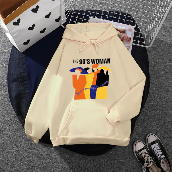 Women's oversized hoodie with 90s illustration print, brushed fleece, and kangaroo pocket Mune Fashion