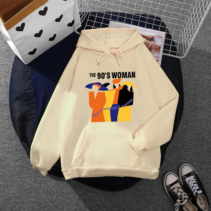 Women's oversized hoodie with 90s illustration print, brushed fleece, and kangaroo pocket Mune Fashion