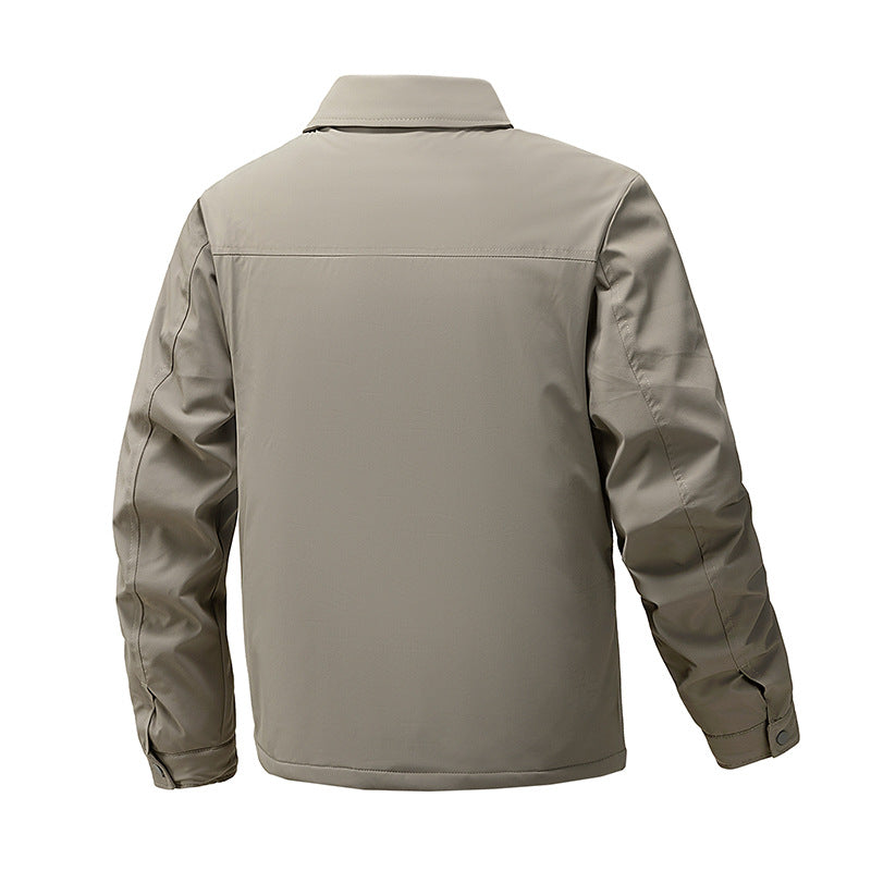 Men's lightweight water-repellent transitional jacket with concealed zipper and shirt collar Mune Fashion