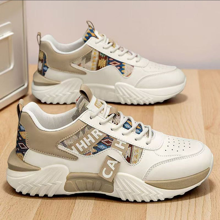 Women Chunky Platform Sneaker with Ethnic Woven Pattern and Padded Comfort Shaft Mune Fashion