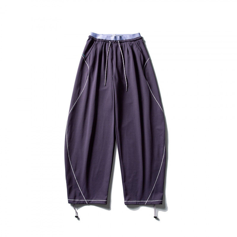 Unisex Wide Tech Jogging Pants with Drawstring, Contrast Seams and Adjustable Hem Mune Fashion