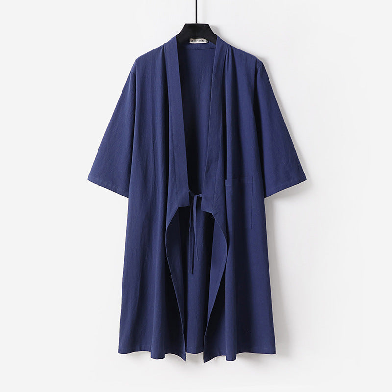 Unisex Oversize Kimono Coat made of cotton blend with tie belt and three-quarter sleeves Mune Fashion