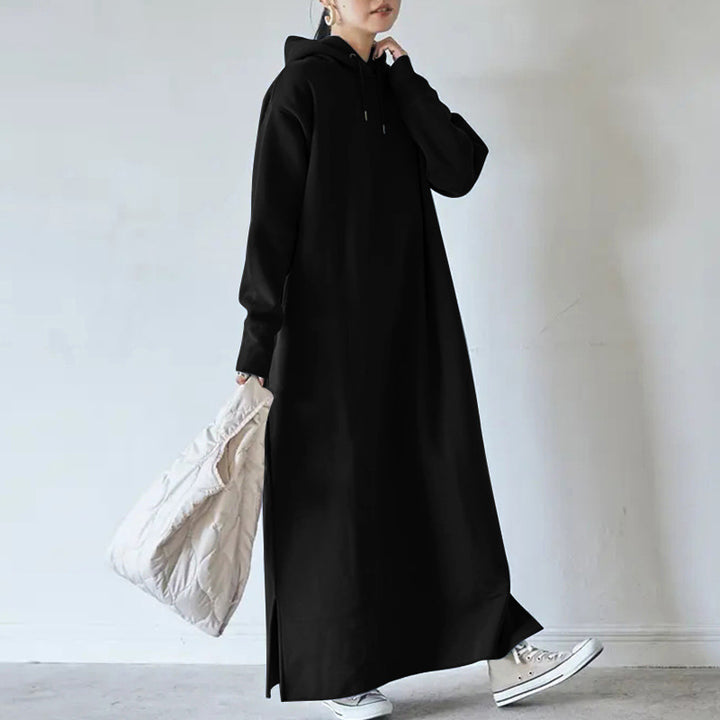 Women’s oversized hoodie maxidress with straight cut and side slit Mune Fashion