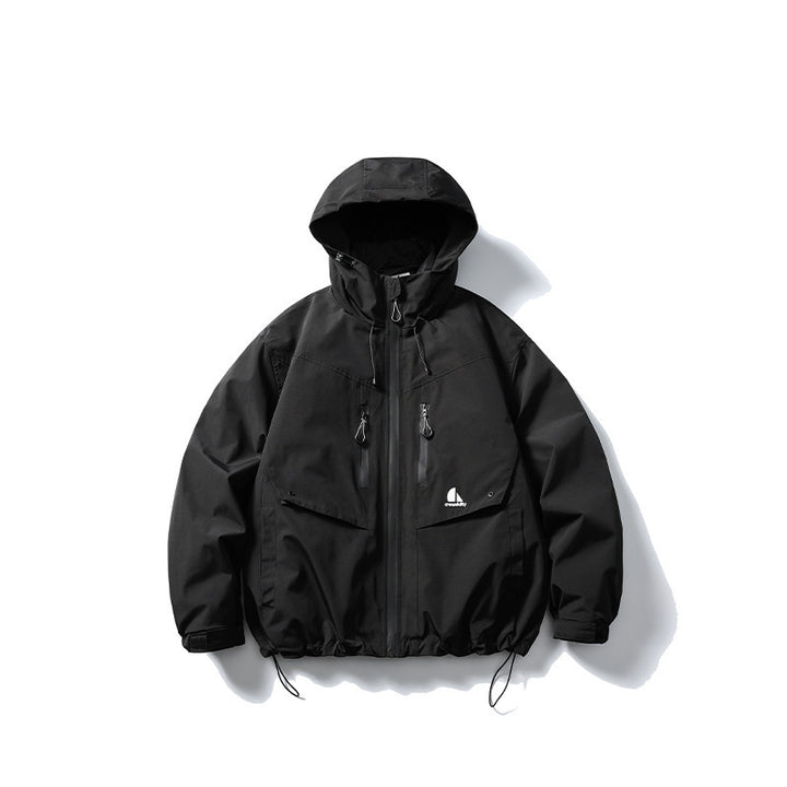 Unisex Waterproof technical hooded jacket with multiple pockets and adjustable hem Mune Fashion