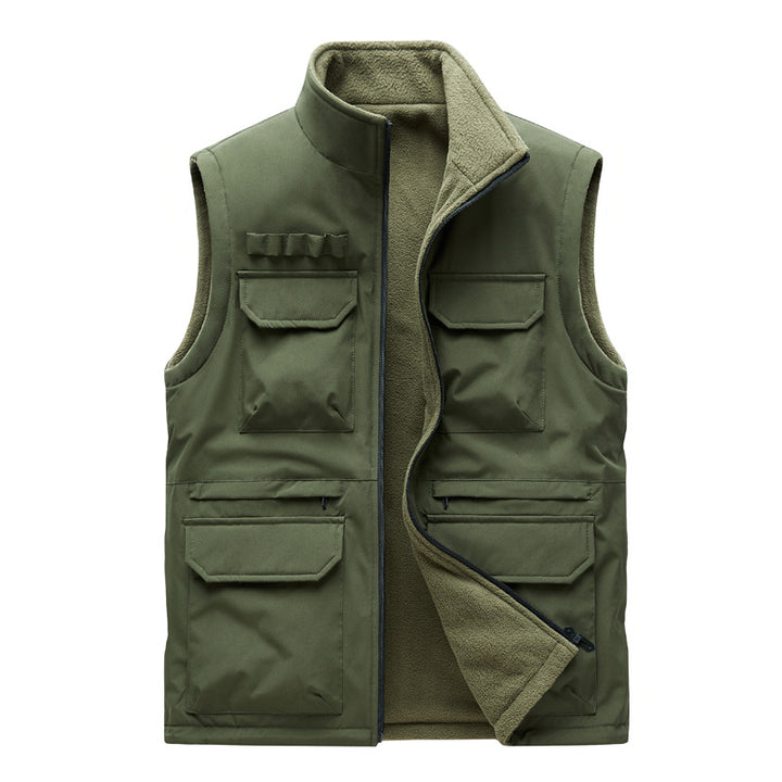 Men's Multifunctional Work Vest with Multiple Flap Pockets and Zipper Mune Fashion