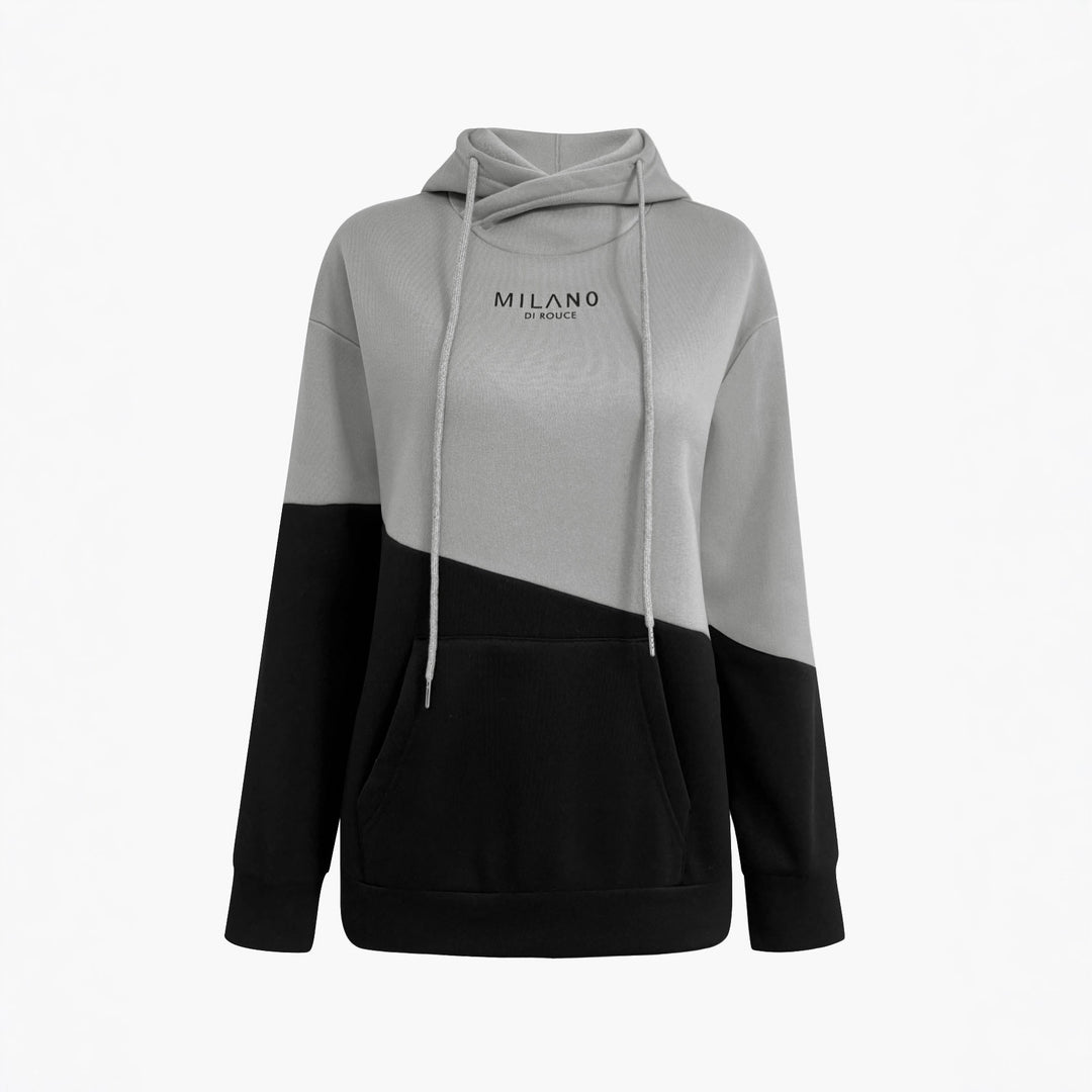 Women's hoodie with colorblock, kangaroo pocket, and oversized fit Mune Fashion