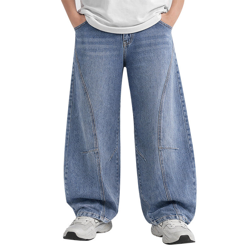 Unisex wide jeans with unique stitching Mune Fashion