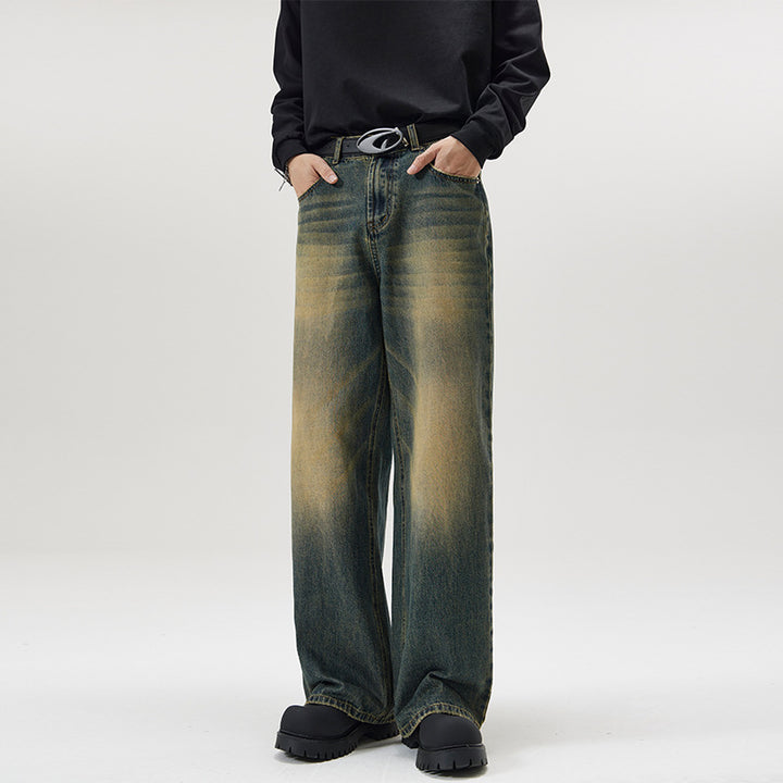 Men's Wide Jeans in Loose Fit with High Waist and Used Effect Mune Fashion