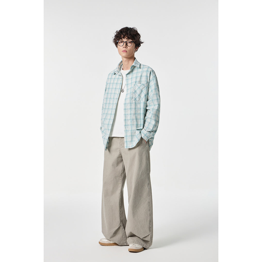 Unisex Oversize Check Shirt Jacket made of lightweight cotton blend with a patch chest pocket Mune Fashion