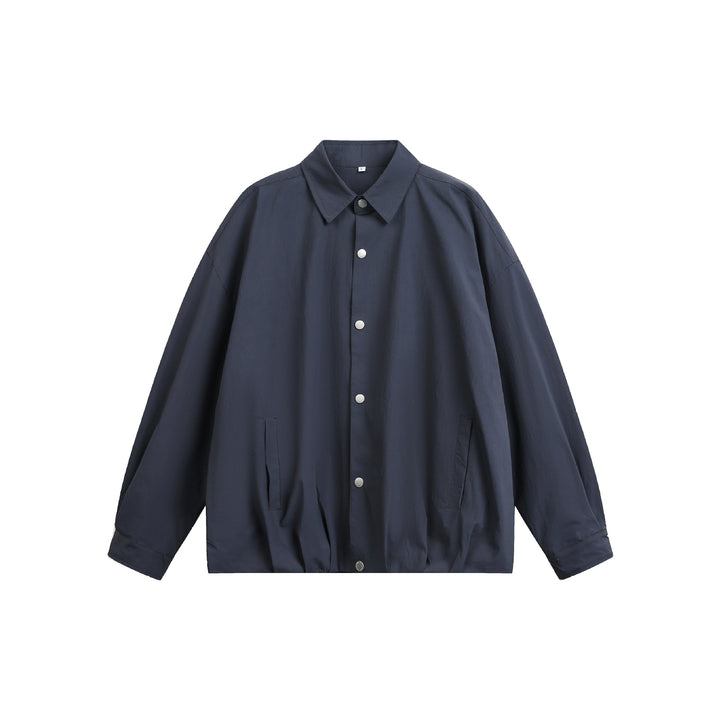 Men's Oversize Coach Jacket with Snap Button Closure and Straight Hem Mune Fashion