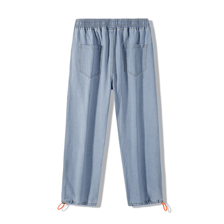 Men's Loose Denim Jogging Pants with Elastic Waistband, Drawstring & Adjustable Cuffs Mune Fashion