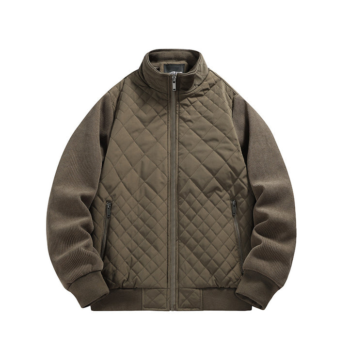 Men's quilted hybrid jacket with stand-up collar and knitted sleeves Mune Fashion