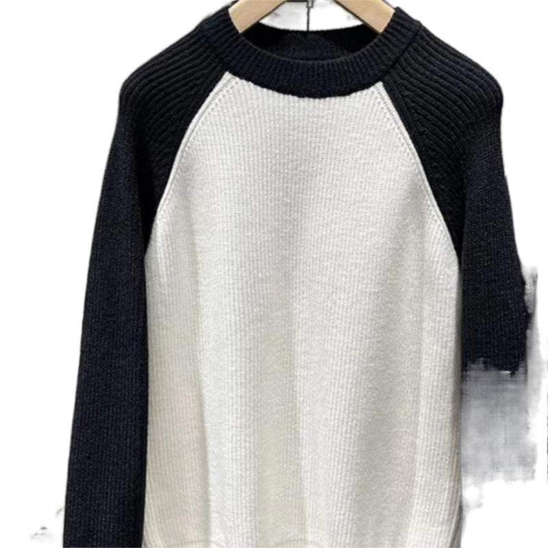 Men's raglan contrast knit sweater with fine rib structure and ribbed cuffs Mune Fashion