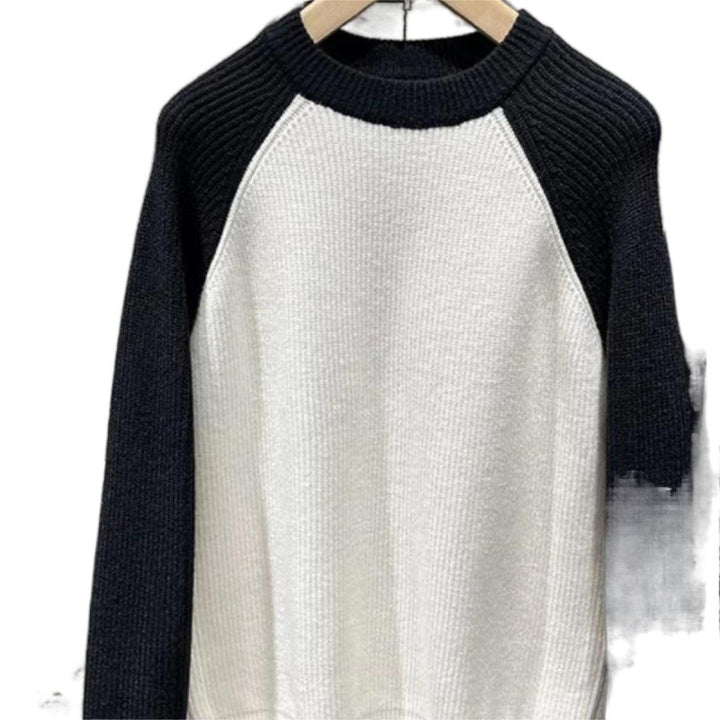 Men's raglan contrast knit sweater with fine rib structure and ribbed cuffs Mune Fashion
