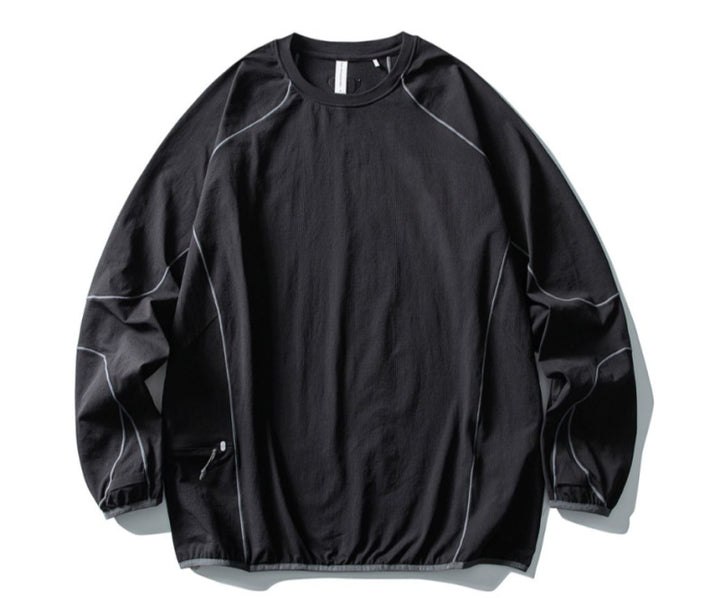 Unisex Technical Oversized Crew Neck Sweater with Flatlock Seams and Side Zipper Pocket Mune Fashion