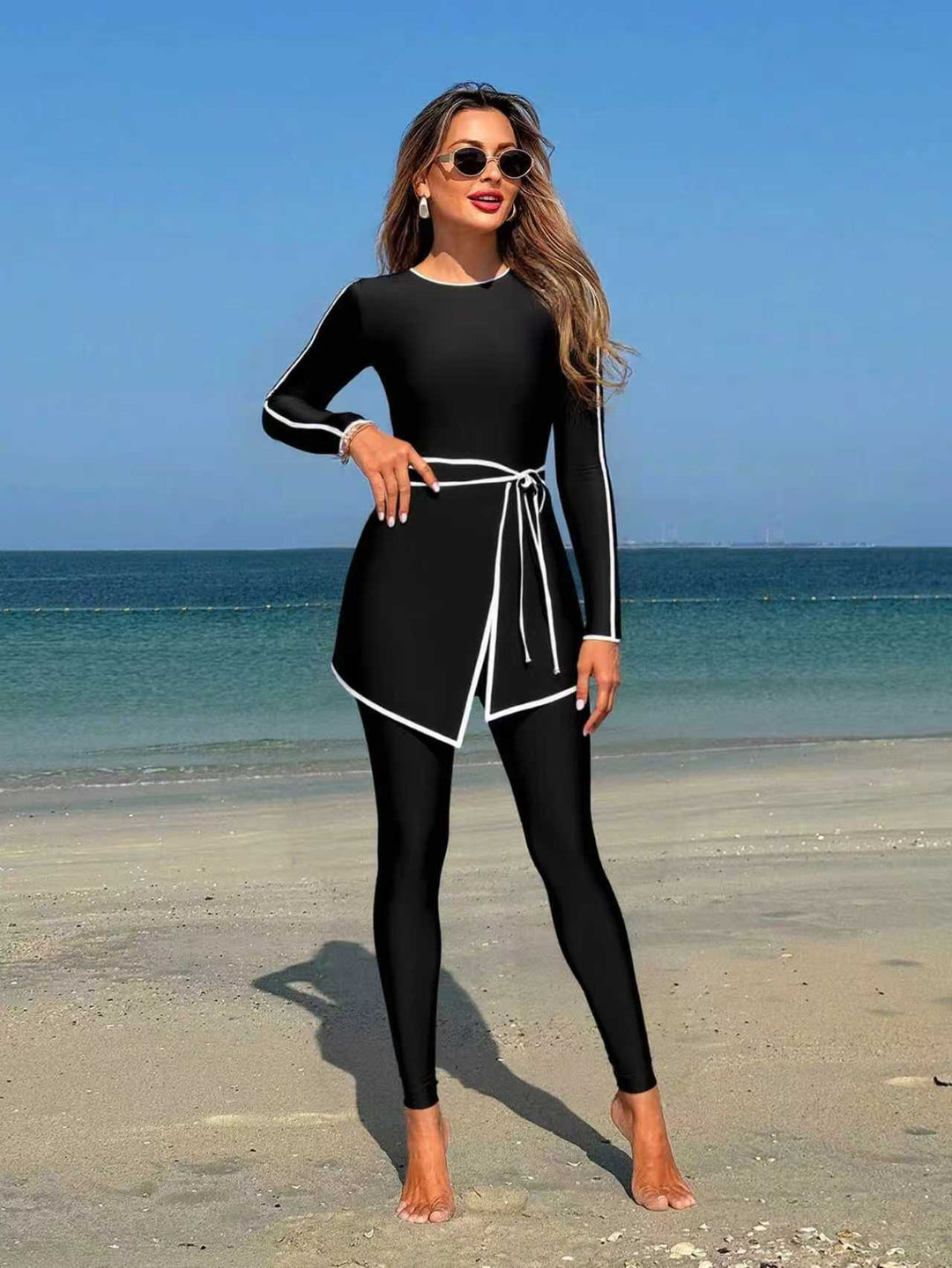 Women’s stylish long sleeve swimsuit with wrap skirt Mune Fashion