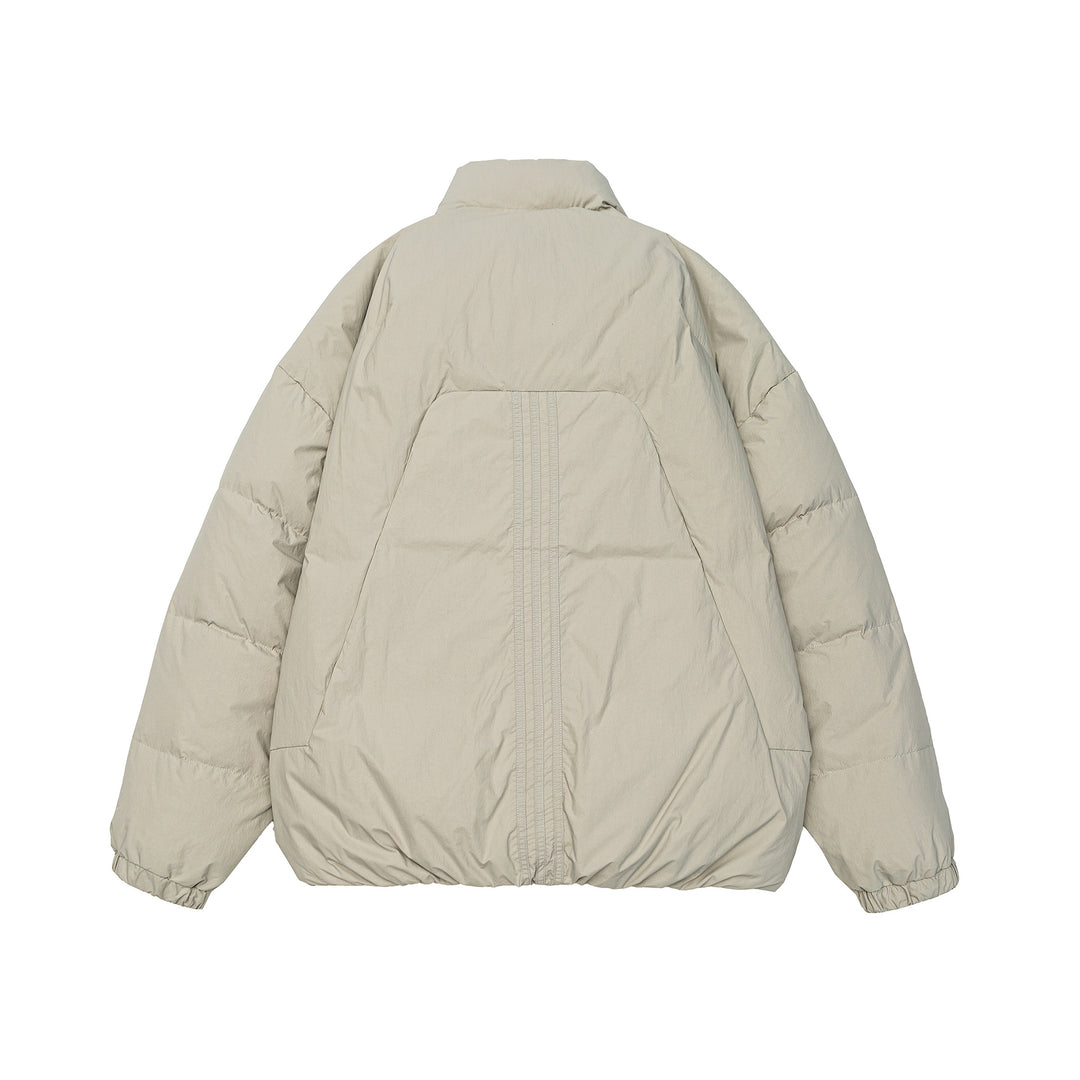 Women's Voluminous Padded Jacket with High Stand Collar and Windproof Front Flap Mune Fashion