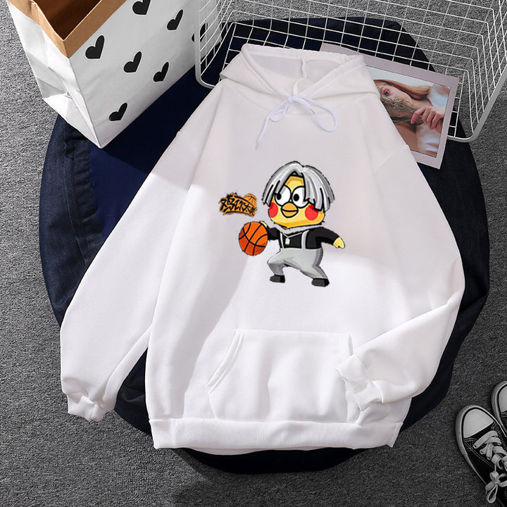 Unisex hooded sweatshirt with comic chick basketball print, kangaroo pocket and soft fleece Mune Fashion