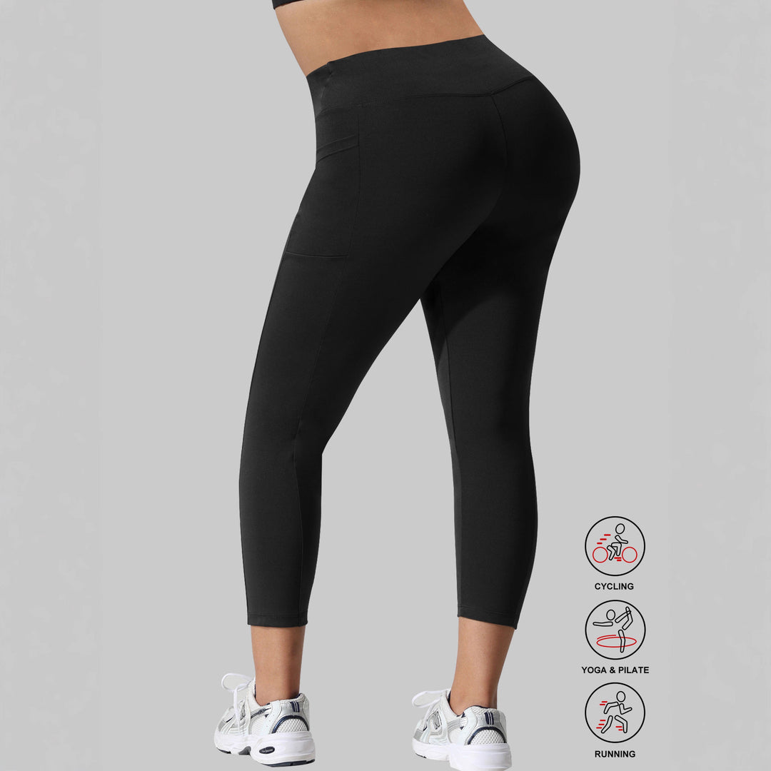 Women's capri training tights with high waistband, slim fit and side pockets Mune Fashion