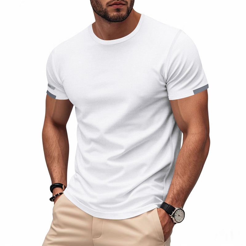 Men's nan athletic short-sleeve cotton jersey T-shirt with round neck and reflective sleeve details Mune Fashion