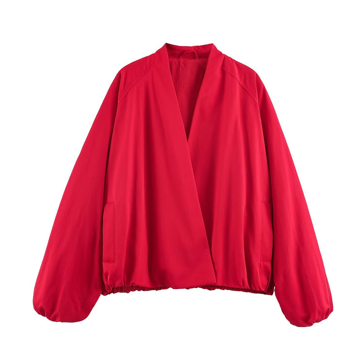 Women's Light Oversize Blouson Jacket with Open Kimono Neckline Drune