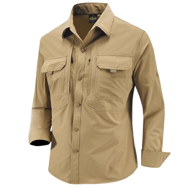 Men's Technical Field Shirt with Ripstop Structure, Chest Pockets and Roll-Up Sleeves Mune Fashion