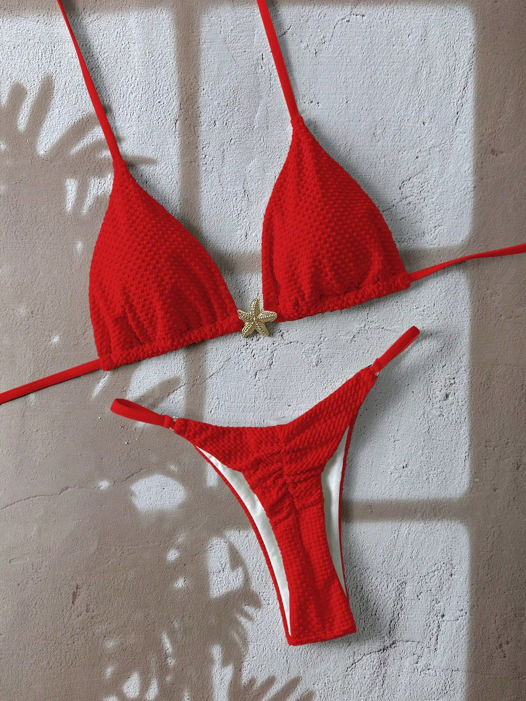Women's triangle bikini with textured fabric and maritime details Mune Fashion