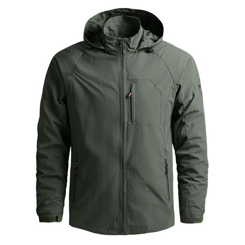 Men's lightweight technical hooded field jacket with chest zipper and multifunctional pockets Mune Fashion