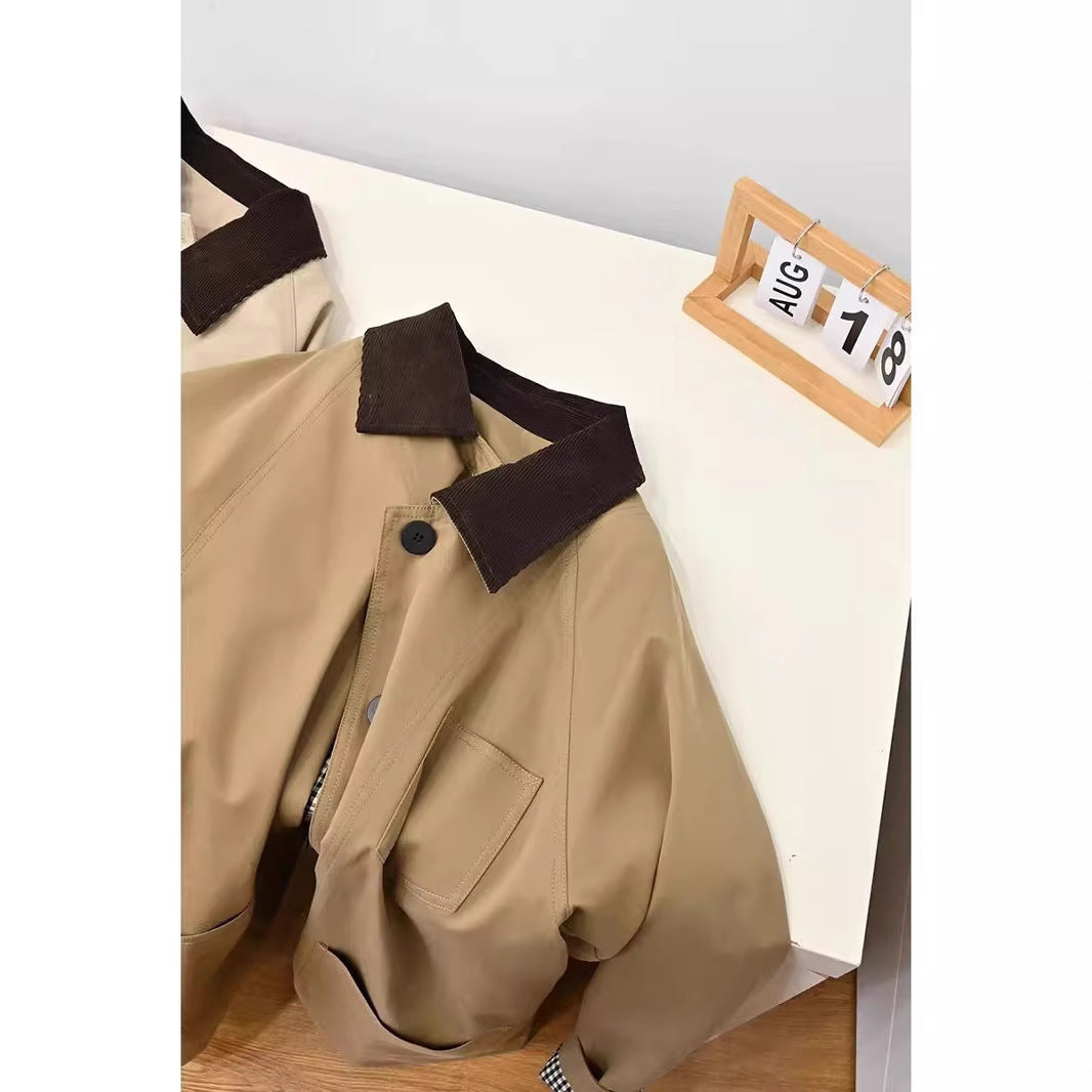 Women's Casual Oversized Jacket with Contrast Collar Mune Fashion