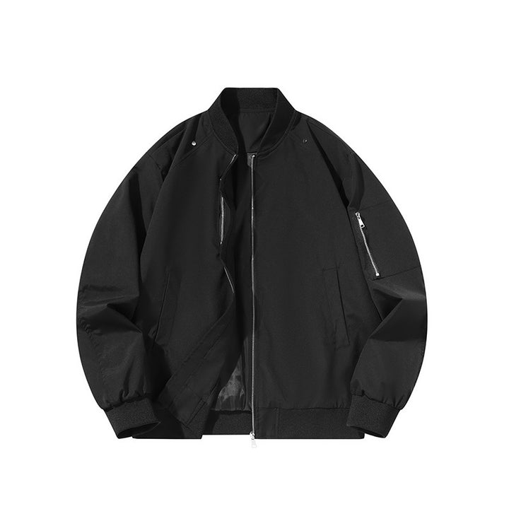 Men's  minimalist matte-shell relaxed-fit flight bomber jacket with sleeve utility zip pocket Mune Fashion